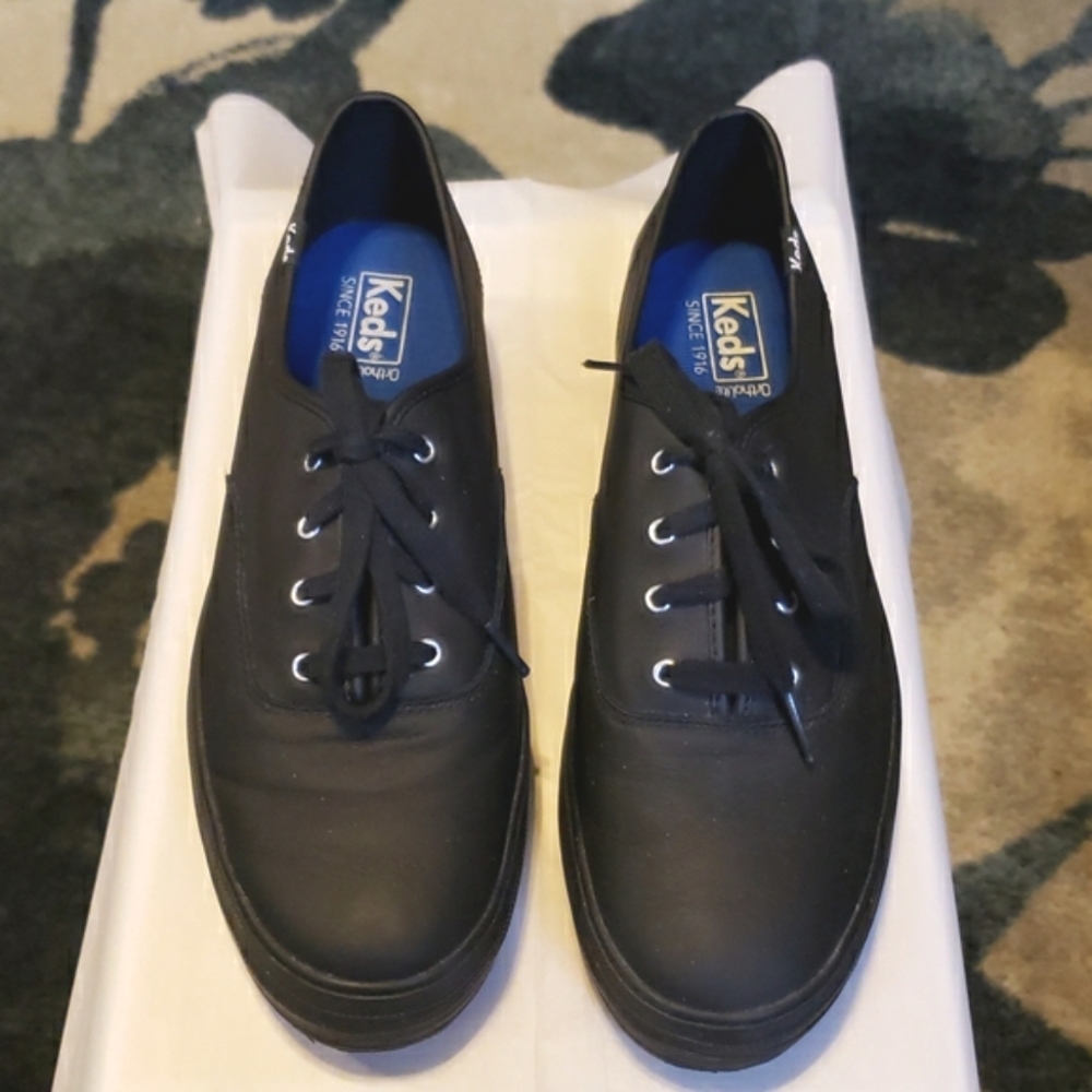 Keds Triple Kick Platform Sneakers Black Leather Womens Size 11